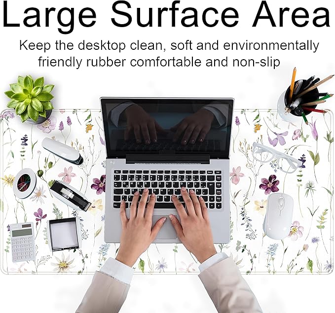 Cute Flower Mouse Pad Aesthetic Desk Mat Plants Large Extended Gaming Mousepad - Image 4