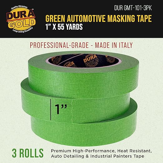 Dura-Gold Green Automotive Masking Tape 1 Inch, 3 Rolls - Image 2