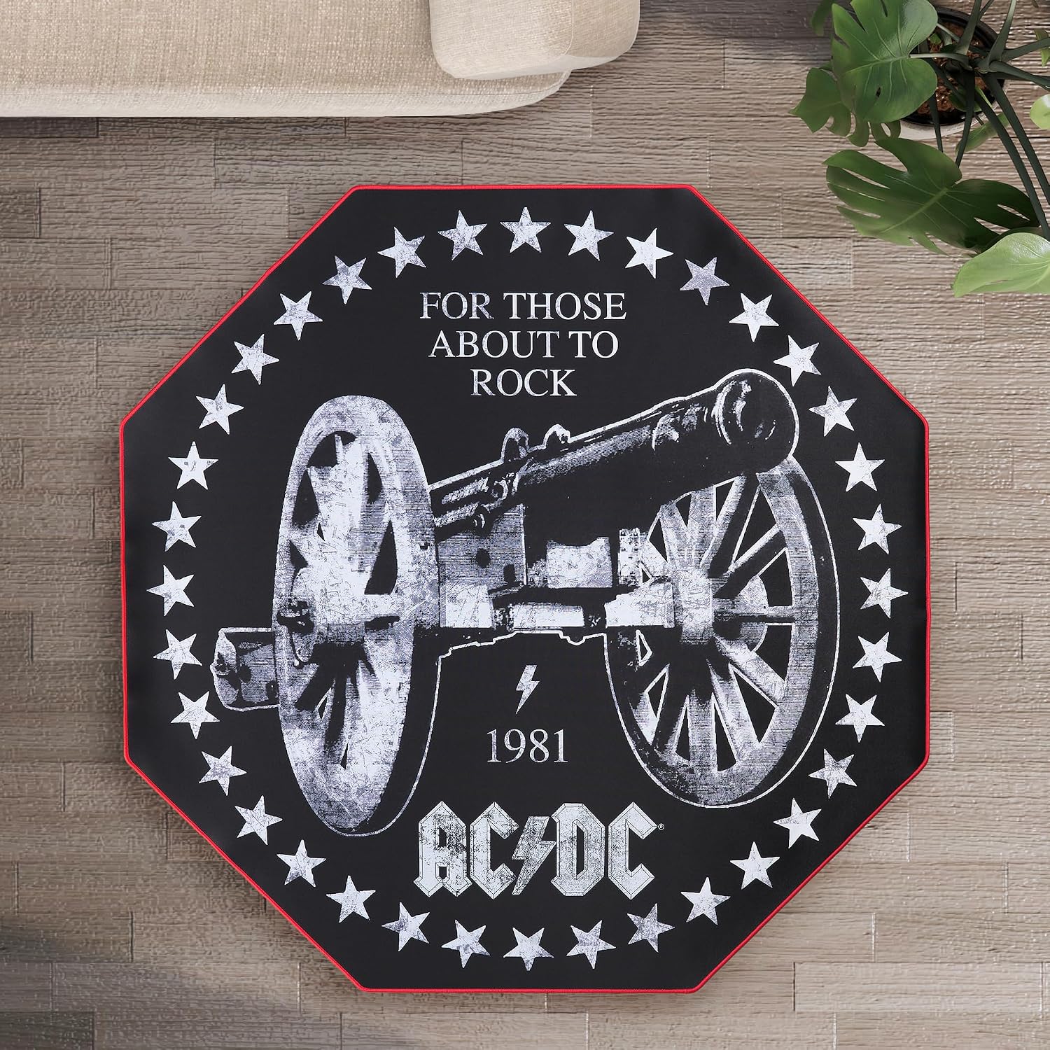 Subsonic - Metal Music Gaming Floor Mat 39.4x39.4 inch - Non-Slip for Office Chairs - Floor and Parquet Protection Mat for Gaming Rooms - Easy to Clean - Black (AC/DC)