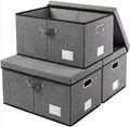 PRANDOM Storage Bins with Lids Linen Fabric Foldable Storage Boxes Organizer