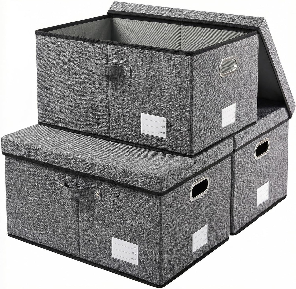 PRANDOM Storage Bins with Lids Linen Fabric Foldable Storage Boxes Organizer