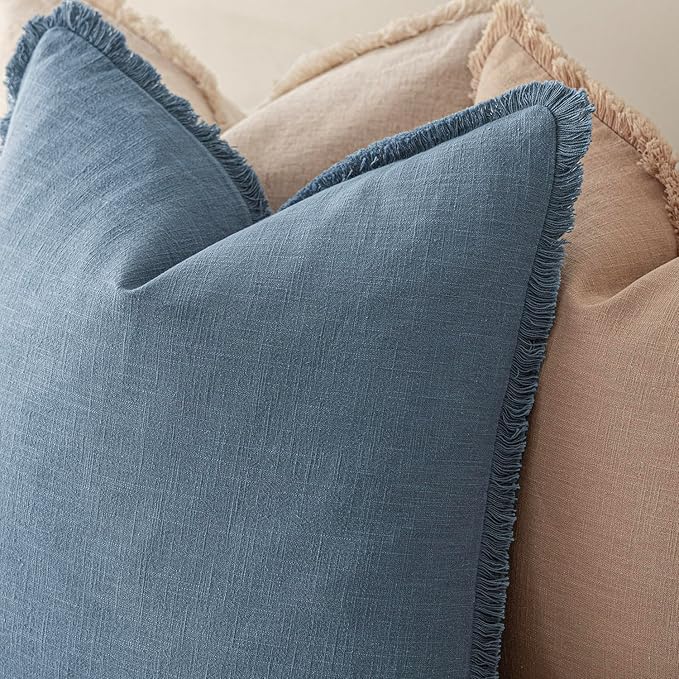 Foindtower Set of 2 Decorative Linen Fringe Throw Pillow Covers Cozy Boho - Image 5