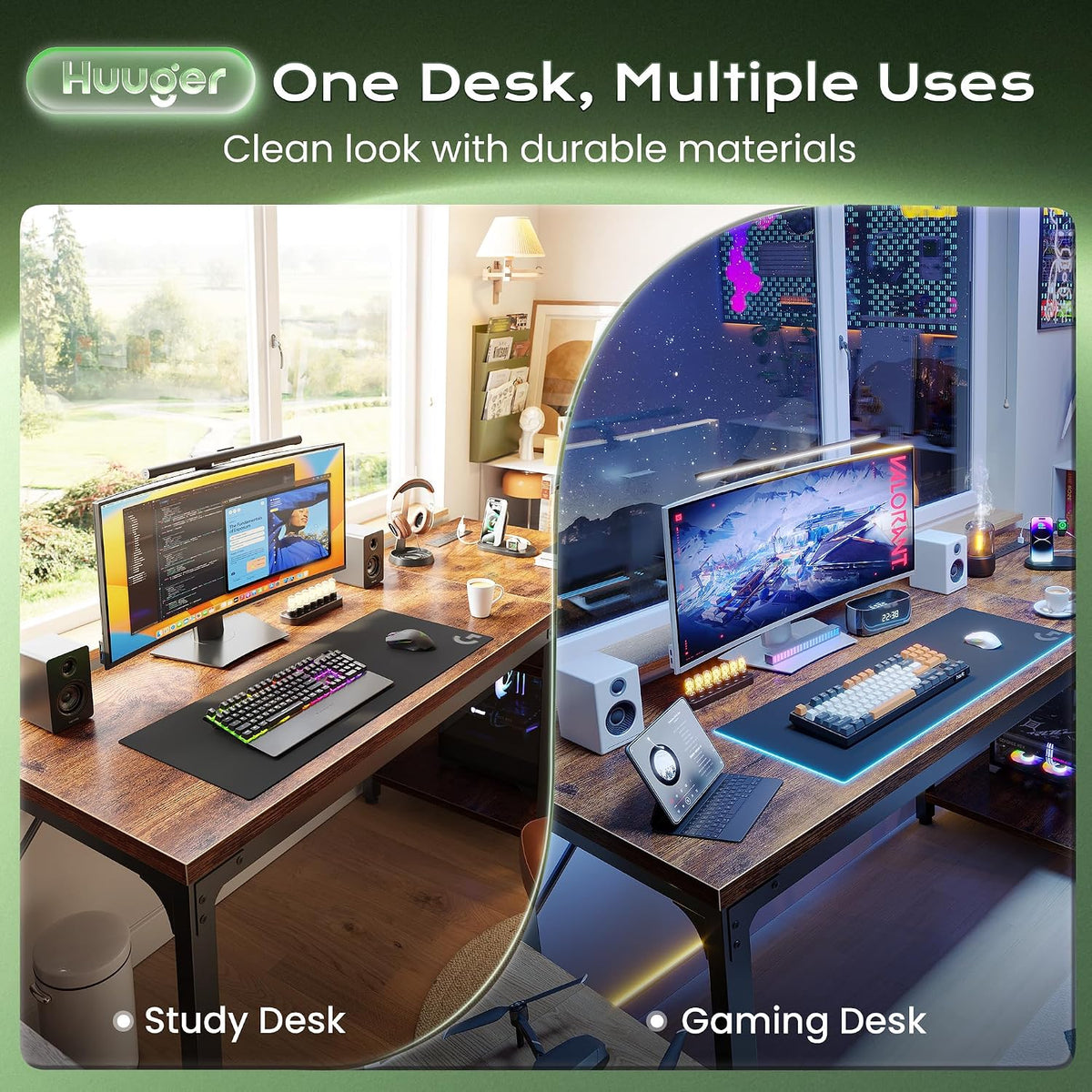 Huuger 55'' x 19.7'' Computer Desk with Power Outlets, 0.95&#...