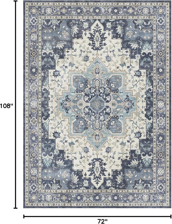 GENIMO 6x9 Area Rugs for Living Room, Machine Washable Non Slip Vintage Rugs - Image 2