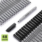 WOSWEL Permanent Markers Bulk, Ultra Fine Point, 48 Pack Black Permanent Marker - Image 2