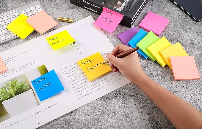 Sticky Notes 3 x 3 in, Bright Colorful Super Sticking Power Memo Post Stickies - Image 3