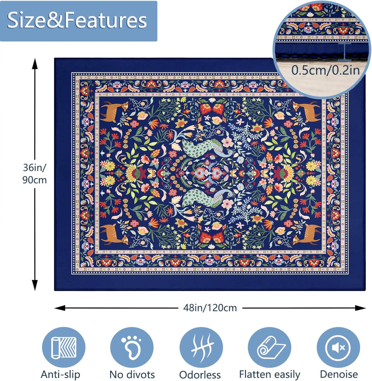 Office Chair Mat for Hardwood Floor 48"x36" Office Home Rug Desk Ca...