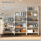 4NM No Assembly 5 Tiers Folding Bookshelf Storage Shelves Vintage Bookcase - Image 5