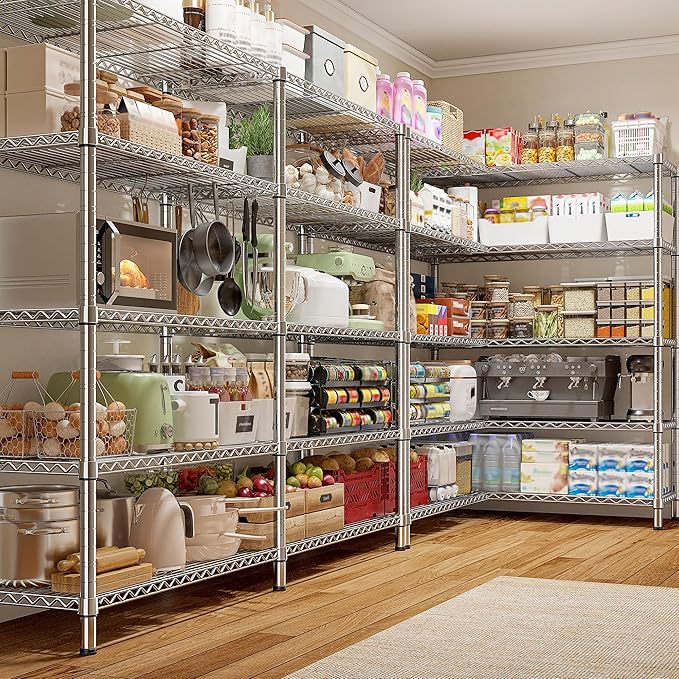 REIBII 1500LBS Storage Shelves 61.7''W Wire Shelving Unit 5 Tier Metal Shelving - Image 2