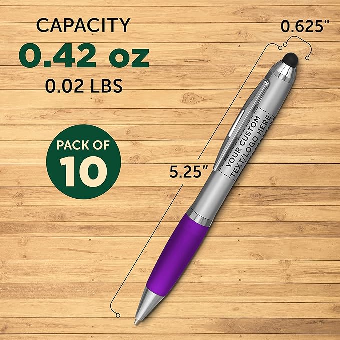DISCOUNT PROMOS Custom Stylus Ballpoint Pens Set of 10, Personalized Bulk Pack - Image 5
