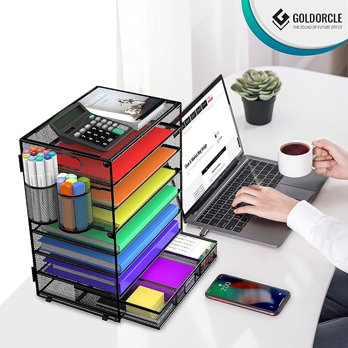 GoldOrcle 8 Tier Paper Letter Tray Organizer - Image 6