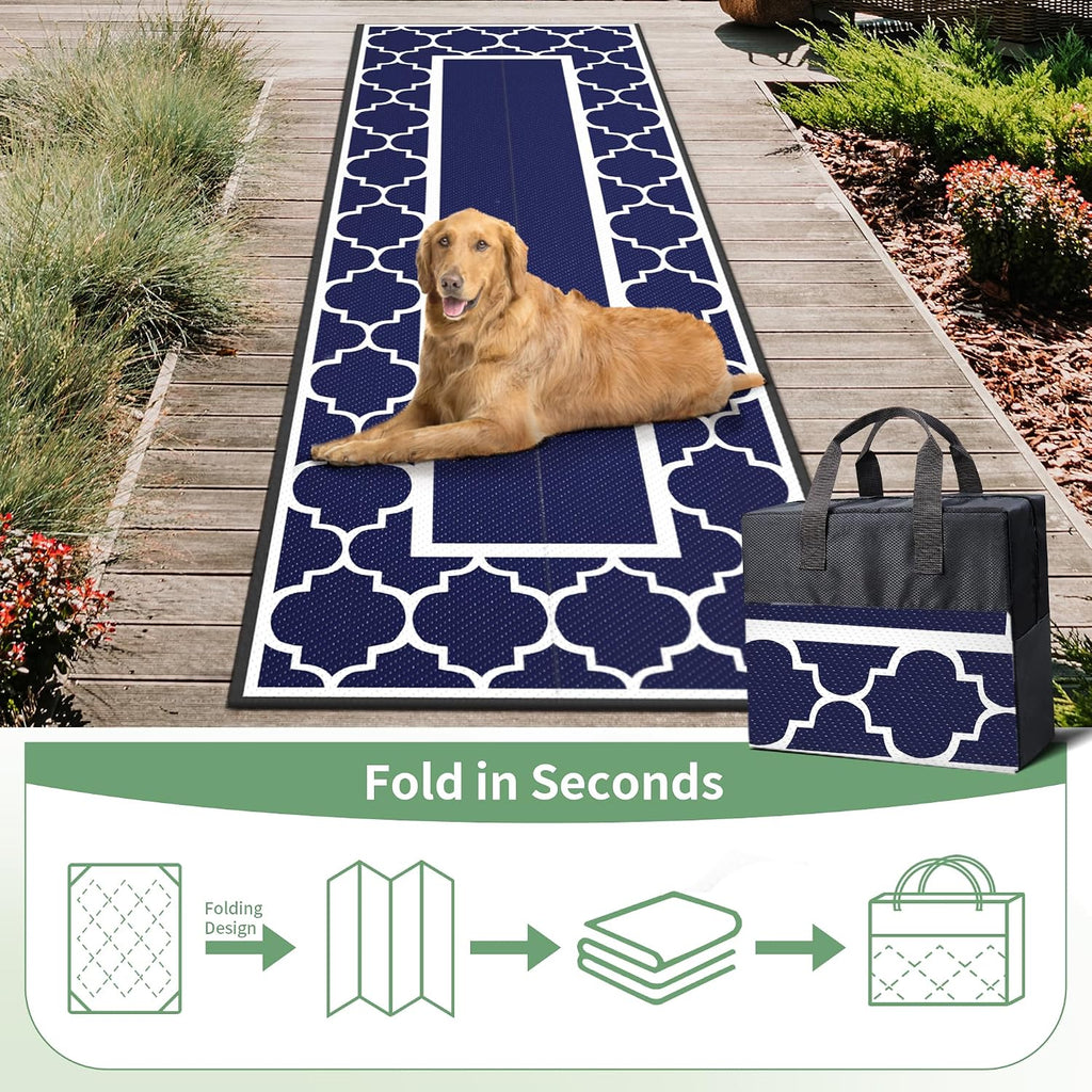 genimo outdoor rug, waterproof plastic runner rugs, 2.5'x8' showing dimensions
