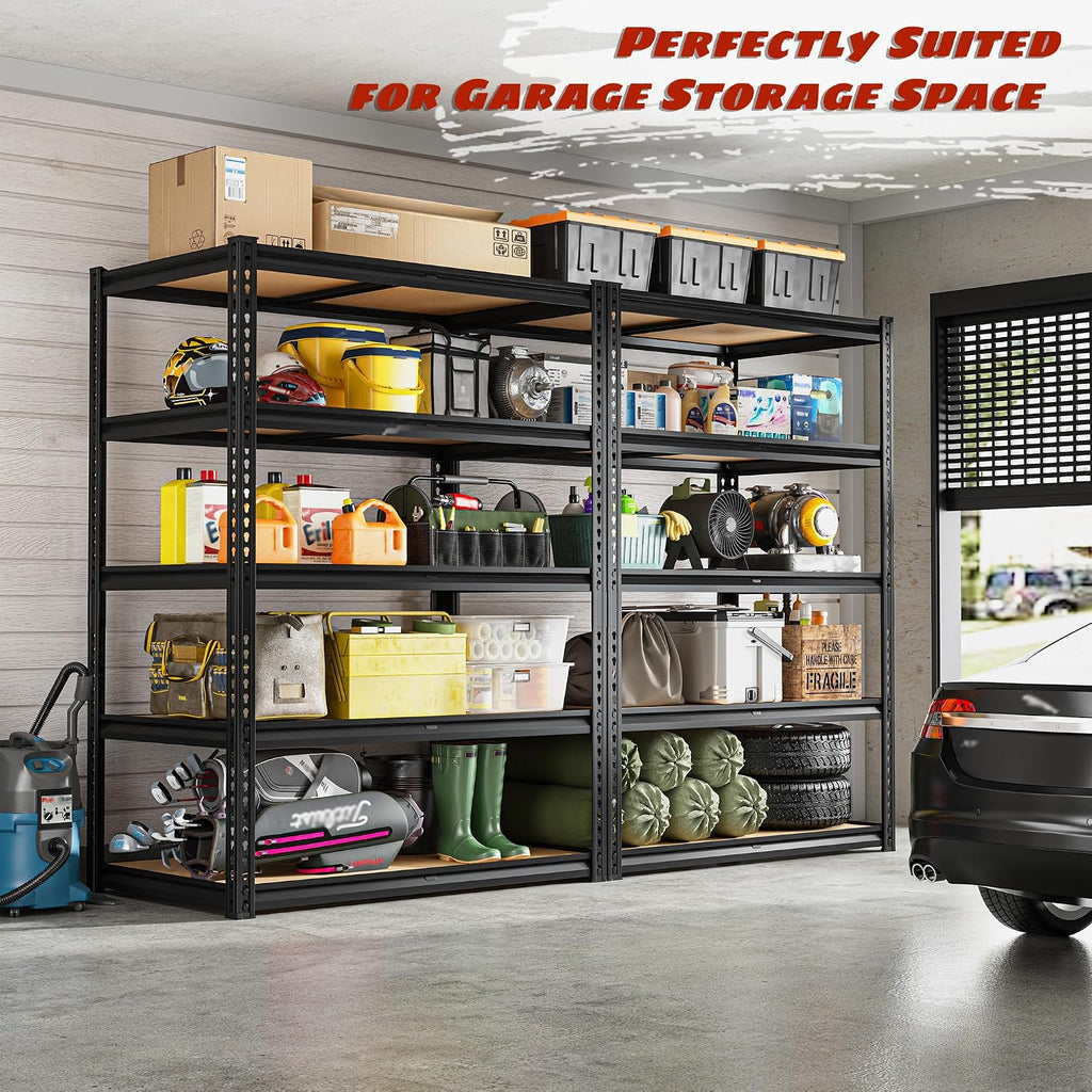roomfave garage shelving heavy duty, 5 tier,72" h, package contents