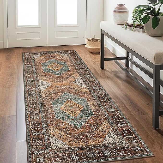 GENIMO 2x10 Runner Rugs for Hallway, Machine Washable Non Slip Vintage Rugs - Image 2