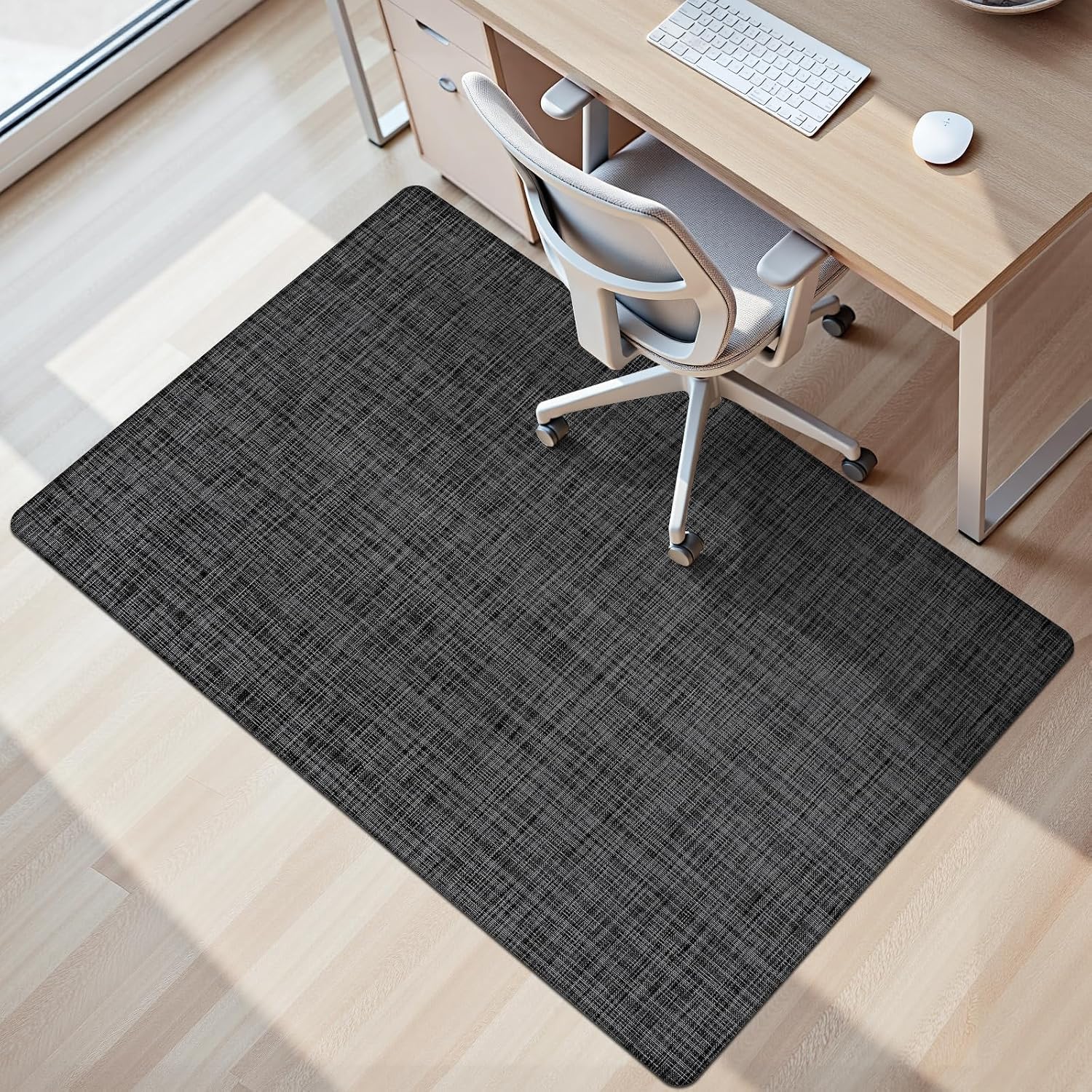 Office Chair Mat for Hardwood Floor 36x48 Inch, Non-Slip Heavy Duty Floor Protector, Easy Glide PVC Mat for Rolling Chairs, Ideal for Wood Tile & Hard Floors(Black)
