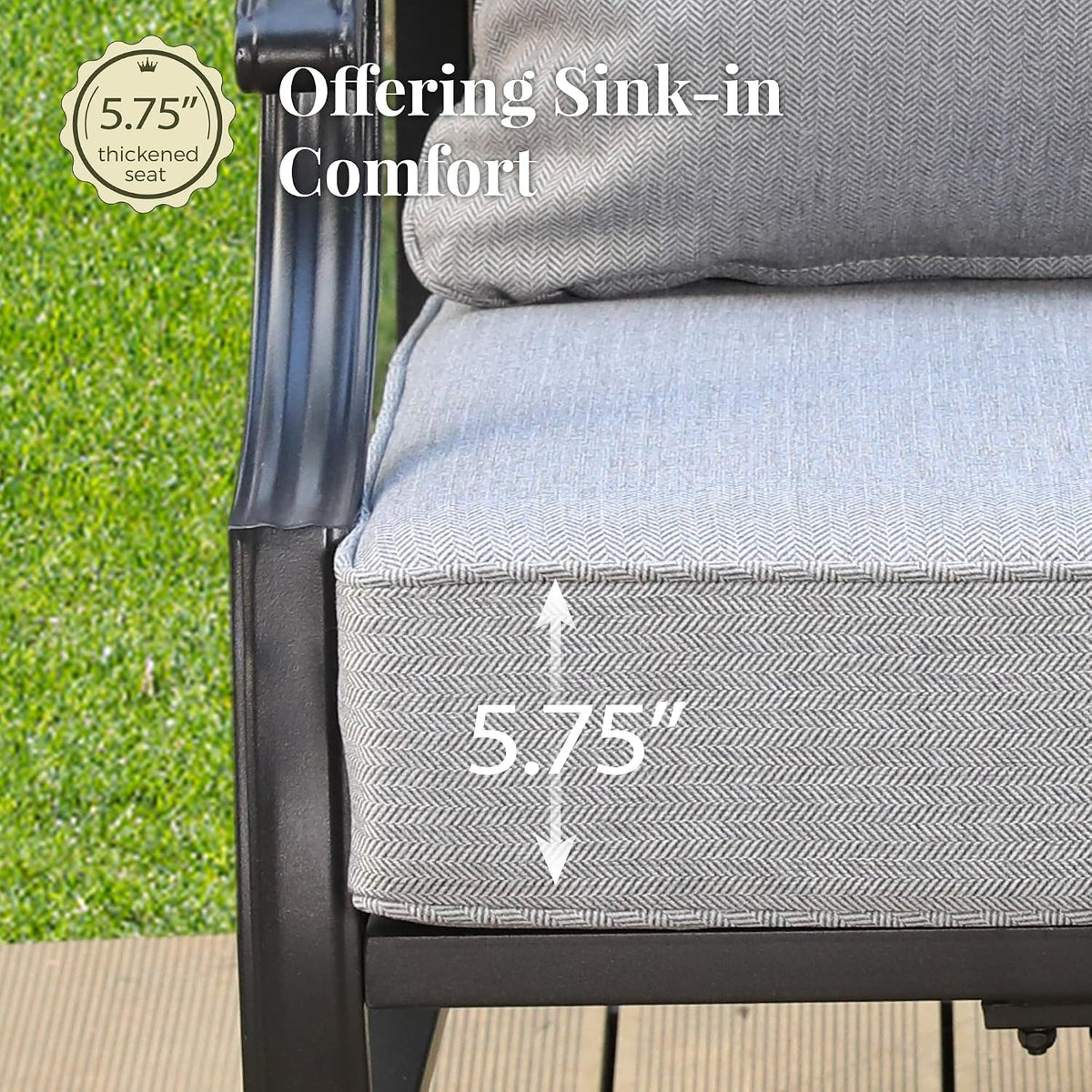 MIXPATIO 5-Piece Wrought Iron Patio Conversation Set, Rocking Chairs, Grey