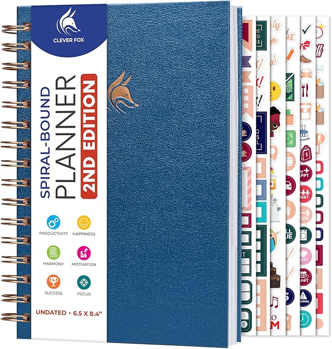 Clever Fox Planner 2nd Edition Spiral – Colorful Weekly & Monthly Goal Planner by CleverFox