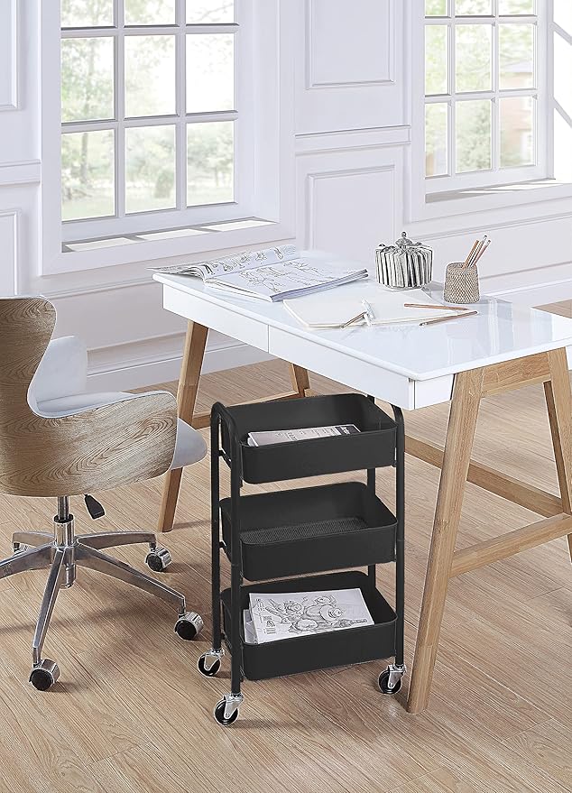 SunnyPoint 3-Tier Delicate Compact Rolling Metal Storage Organizer - Image 5