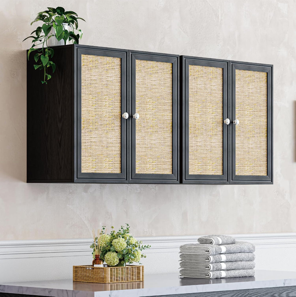 furnaza 48" w rattan wall cabinets for laundry, main product view
