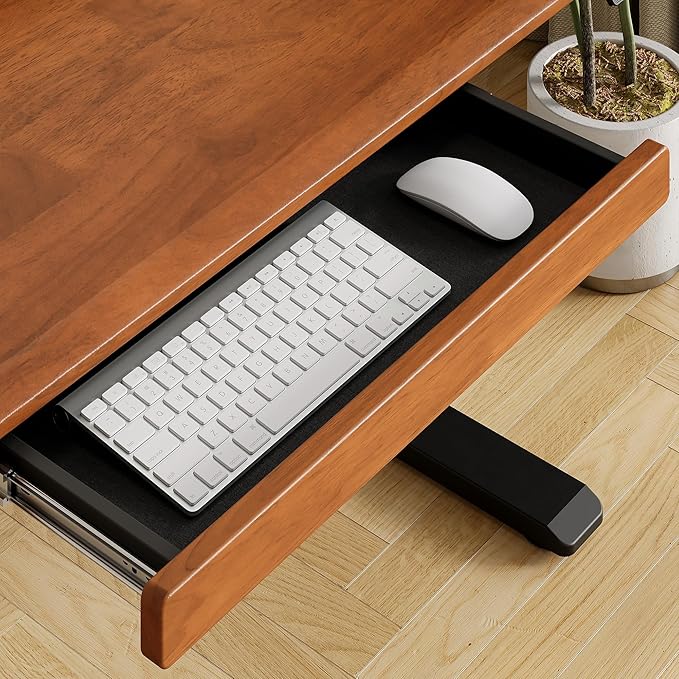 ONBRILL Standing Desk with Drawer, 55x23.6 Inches Solid Wood Desktop Stand Up - Image 4