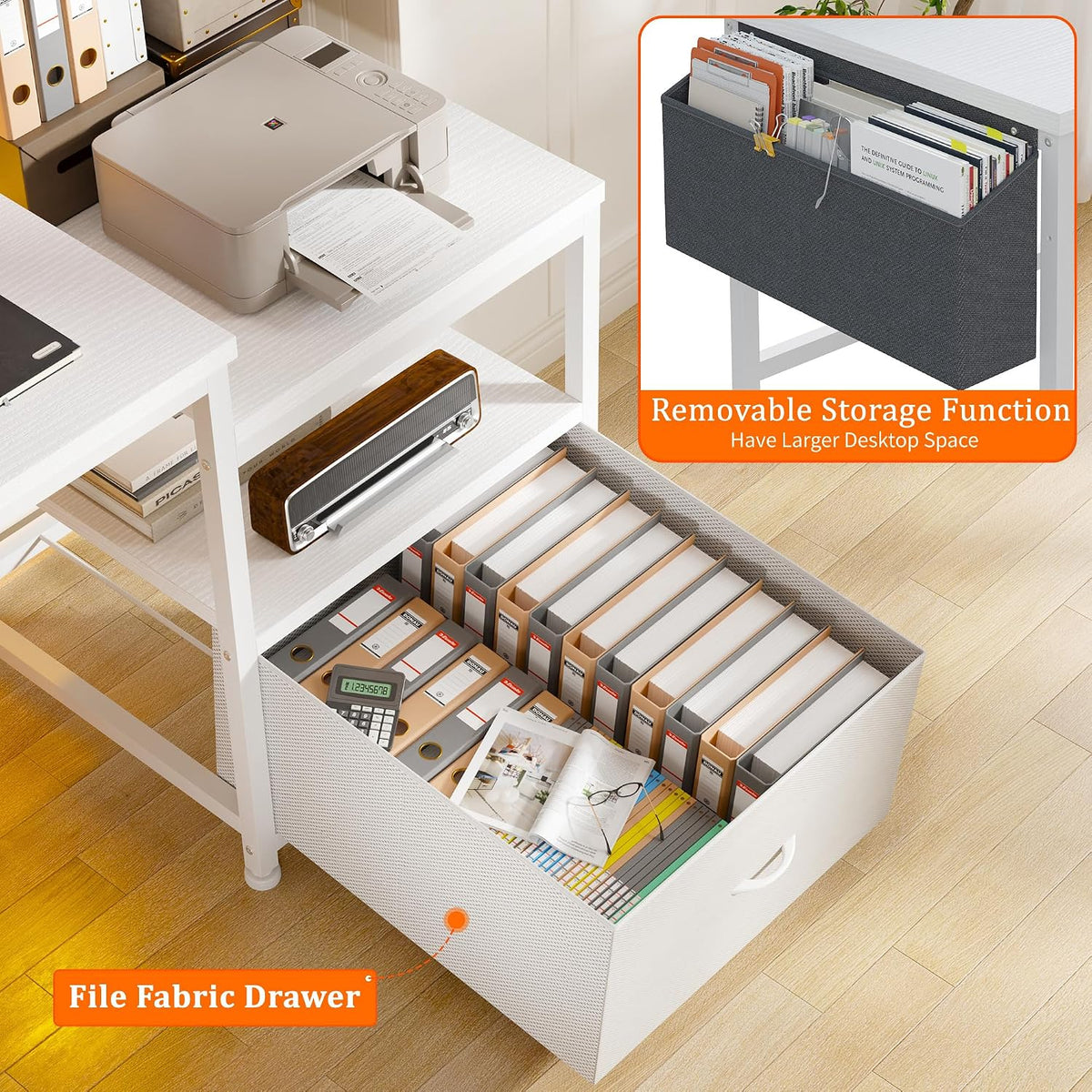 EnHomee 56.5" Office Desk with Drawers & Printer Space for Home Work...