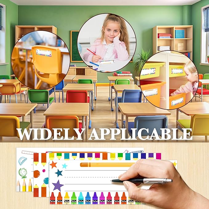 Name Tags for Students Desks, Colorful Pencils Theme Name Plates, Name Labels - Image 4