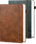 CAGIE Lined Journal for Men Women, Tree Growth Ring Leather Bound Journal by CAGIE
