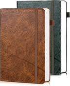 CAGIE Lined Journal for Men Women, Tree Growth Ring Leather Bound Journal by CAGIE