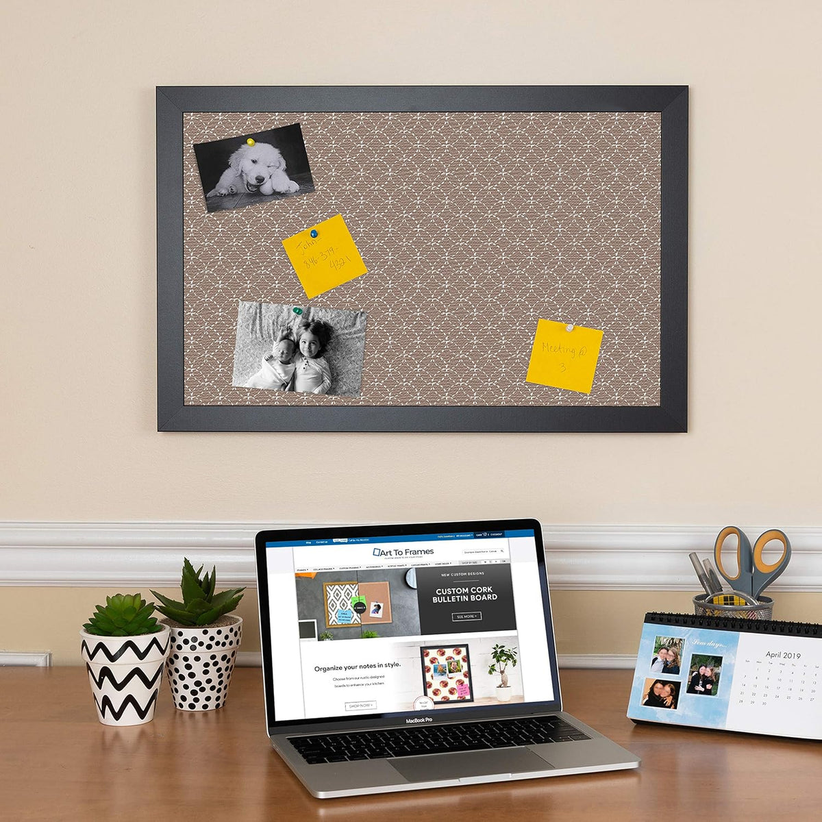 PinPix 24x16 Inch Cork Bulletin Board. This Decorative Framed Pin Board Comes...