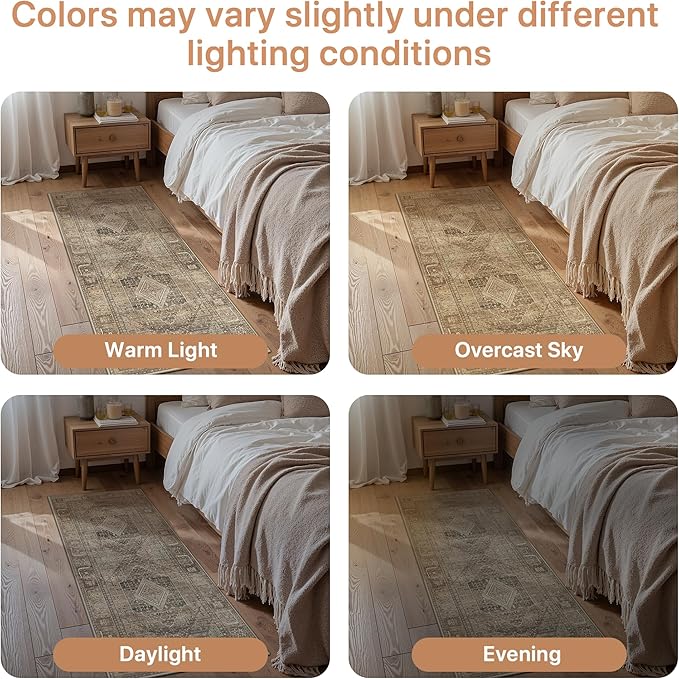 GENIMO Runner Rug 2x7 Non Slip Machine Washable Hallway Runner Vintage Rug - Image 8