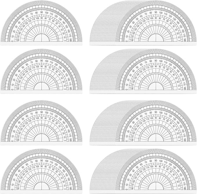 100 Pcs 4 Inch Clear Plastic Protractor Bulk Math Protractors Set 180 Degrees by Unknown