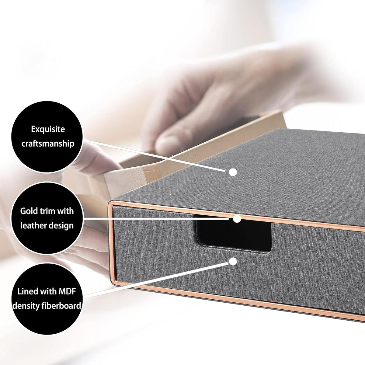 Desk Organizer with Drawer,Stackable Storage 1 Drawer Organizer,PU Leather Ha...