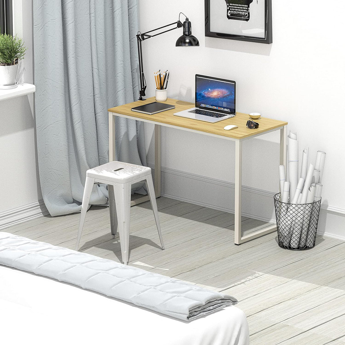 SHW Mission 32-Inch Home Office Computer Desk, Oak