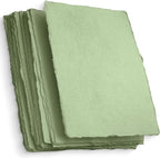 Wanderings Handmade Green Deckle Edge Blank Paper by Wanderings