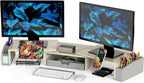 simple houseware desk dual monitor stand riser with shown in use