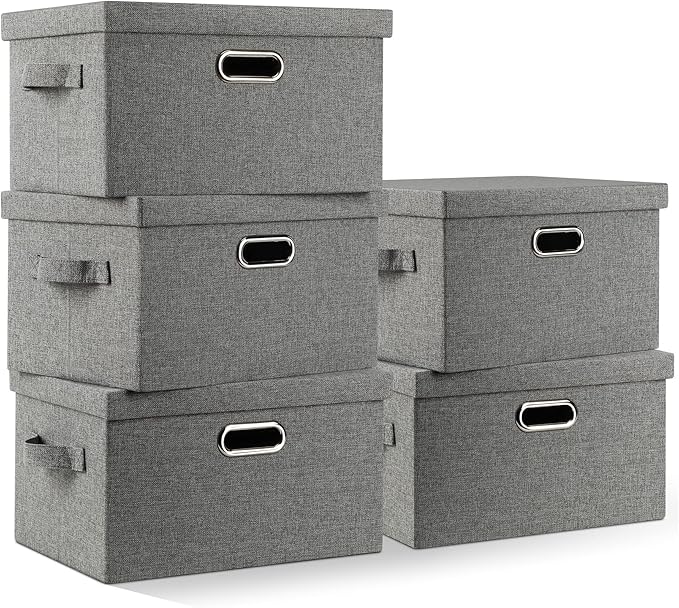 Graciadeco Medium 15" 21 Quart Collapsible Stackable Storage Bins by GraciadecoStorage