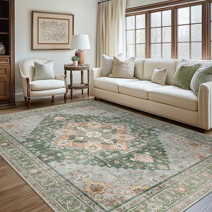 GENIMO 8x10 Area Rugs for Living Room, Machine Washable Non Slip Vintage Rugs - Image 2