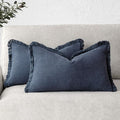 Foindtower Set of 2 Decorative Linen Fringe Lumbar Throw Pillow Covers Boho by Foindtower
