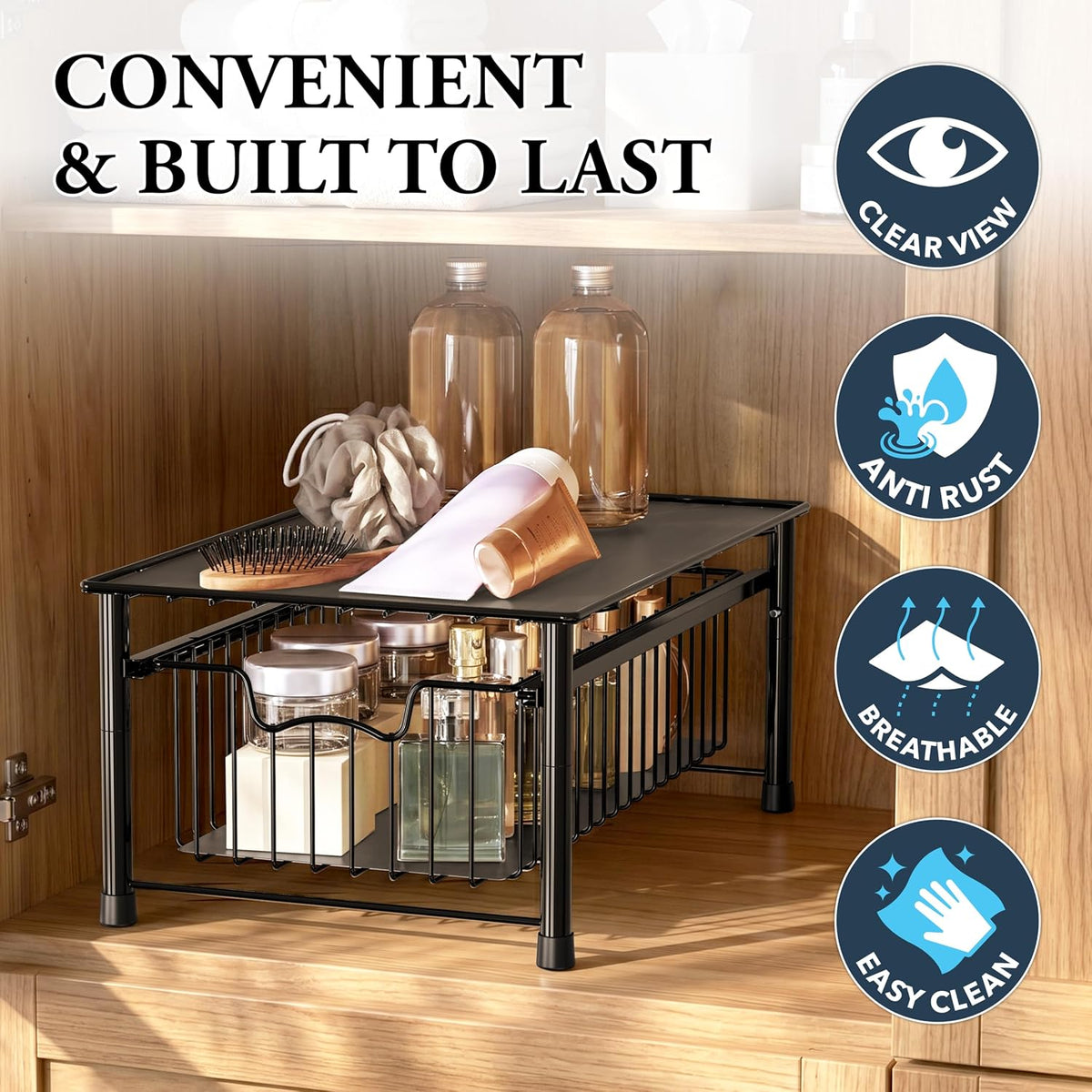 Simple Houseware Stackable Basket Drawer, Black