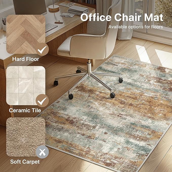 Office Chair Mat for Hardwood Tile Floor, Abstract 36"X 48" Desk Mats for - Image 3