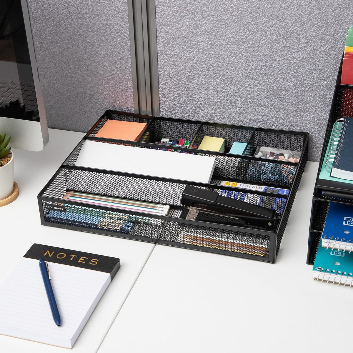 Mind Reader 6-Compartment Drawer Organizer, Metal Mesh Desk Organizer for Off...