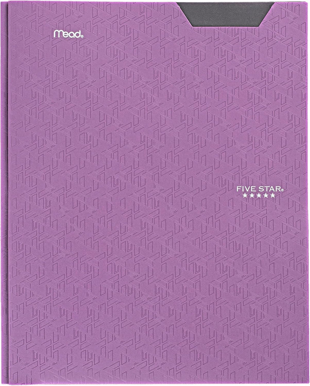 Five Star 2-Pocket Folder, Plastic Folder with Stay-Put Tabs and Prong Fasteners, Holds 8-1/2" x 11" Paper, Amethyst Purple (38750)