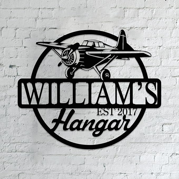 Personalized Metal Airplane Wall Art, Airplane Name Sign, Customized Pilot Name by Unknown