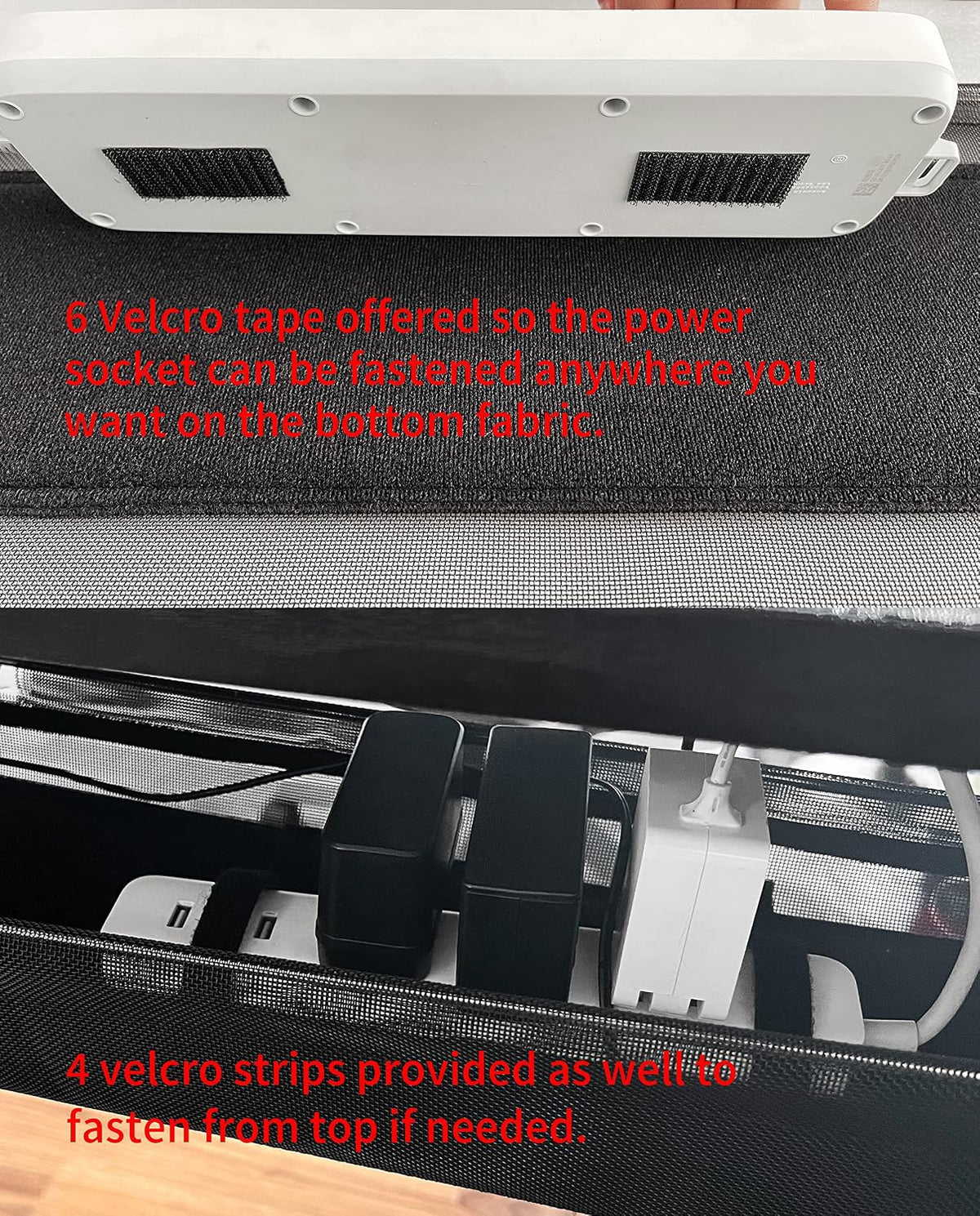 Under Desk 35 Inch Mesh Fabric Cable Management Tray, Power Cable Holder, Cor...