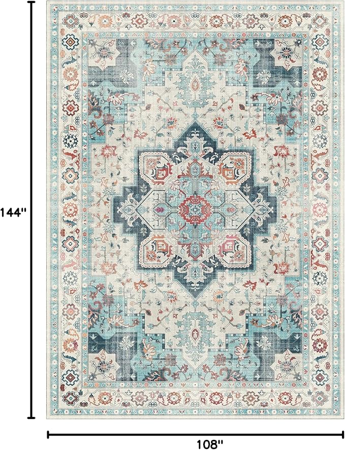 GENIMO 9x12 Area Rugs for Living Room, Machine Washable Non Slip Rugs, Low Pile - Image 2