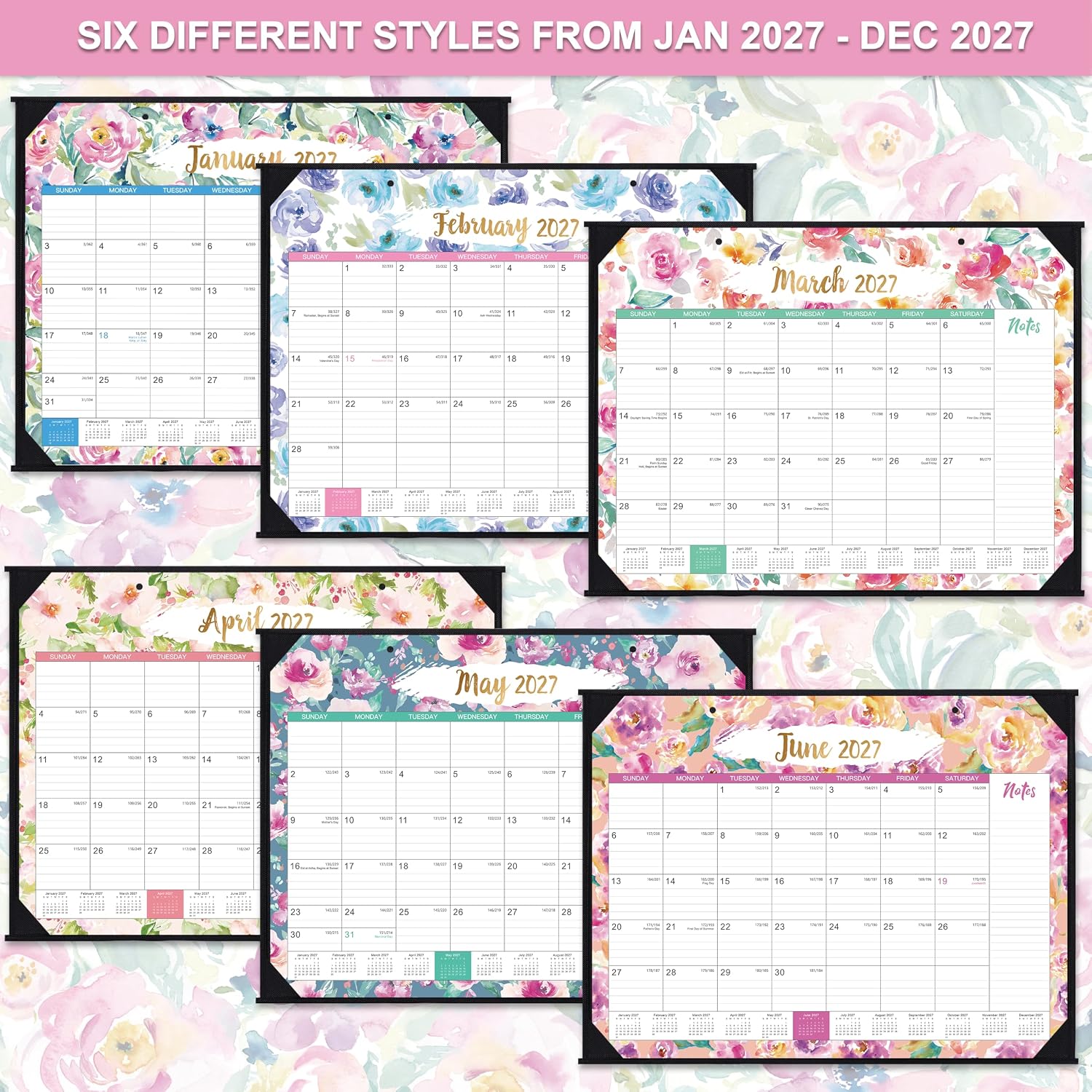 2027 Desk Calendar - Jan 2027 - Dec 2027, 12 Months Large Monthly Desk Calendar 2027, 22" x 17", Desk Pad, Large Ruled Blocks, To-do List & Notes, Best Desk/Wall Calendar for Planning and Organizing