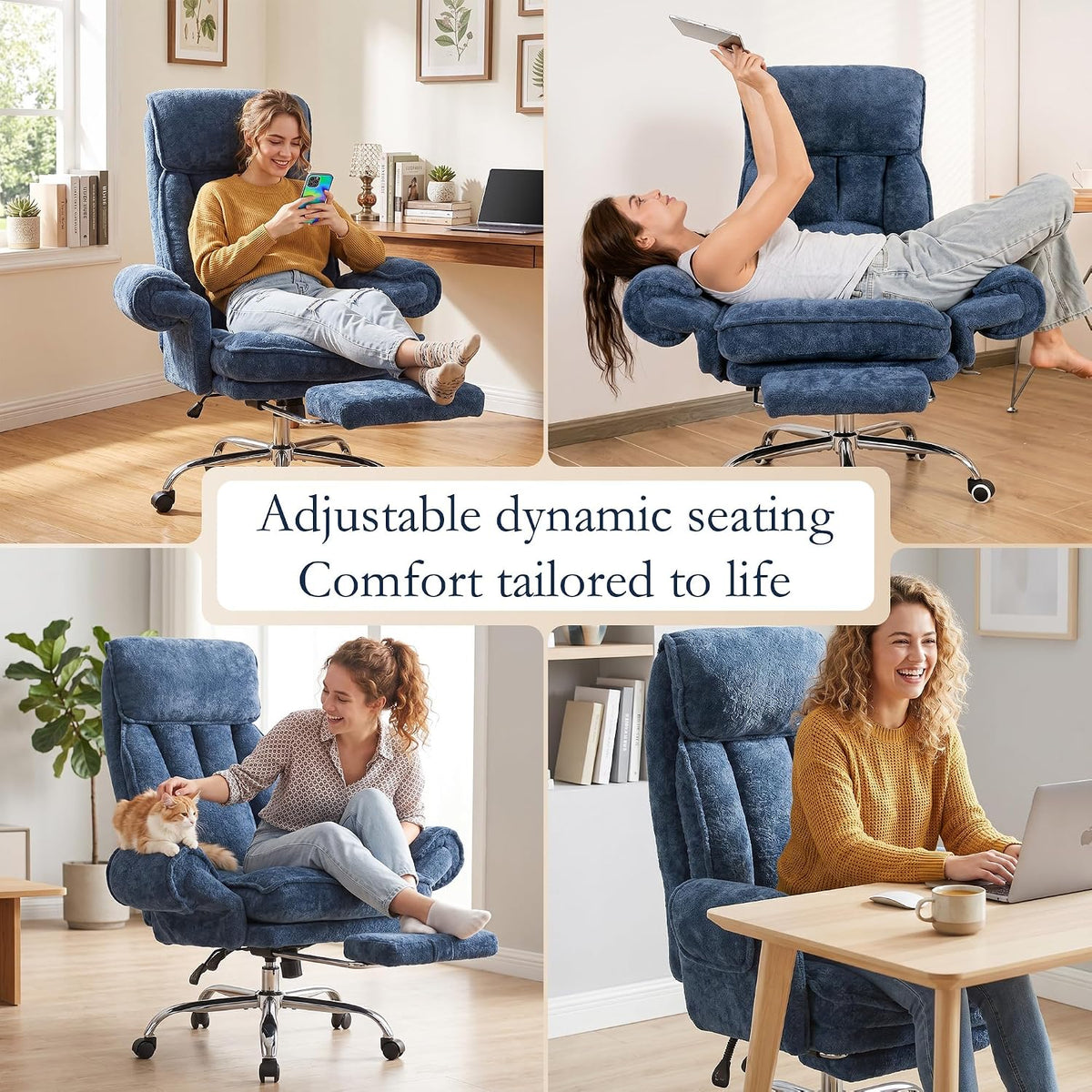Criss Cross Office Chair Comfy with Adjustable 5-Position Armrests, Retractab...
