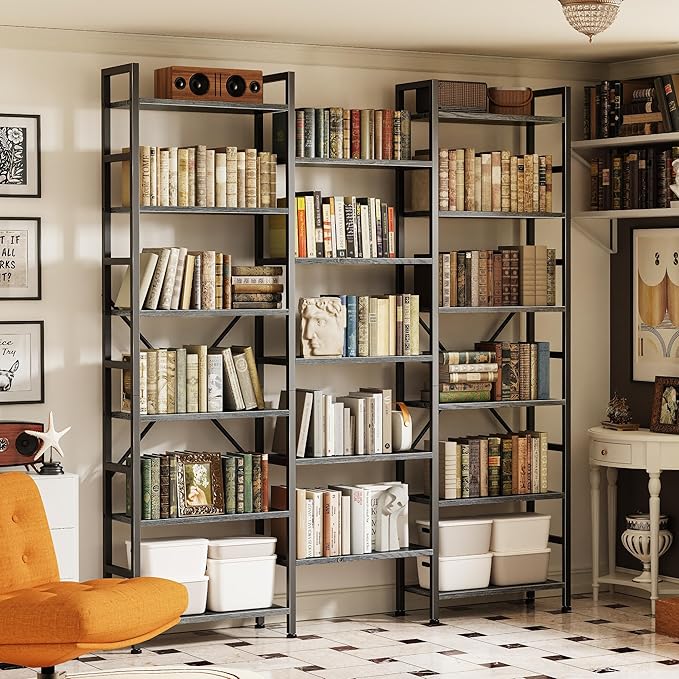 SUPERJARE Triple 6 Tier Bookshelf, Bookcase - Image 6