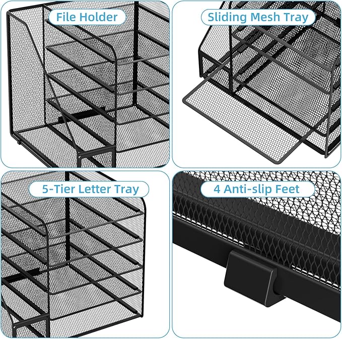 Marbrasse Desk Organizers and Accessories, 5-Tier Paper Letter Tray Organizer - Image 4