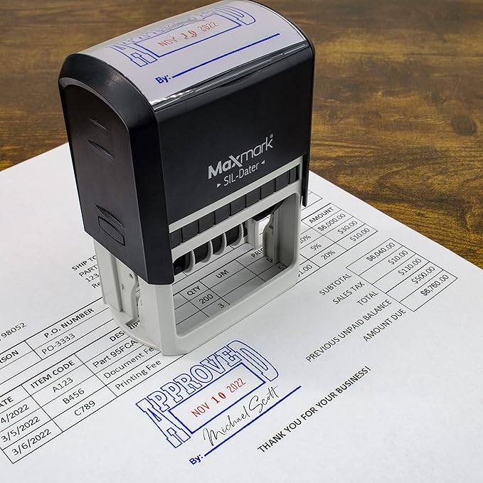 MaxMark Large Self-Inking Rubber Date Office Stamp - Image 7
